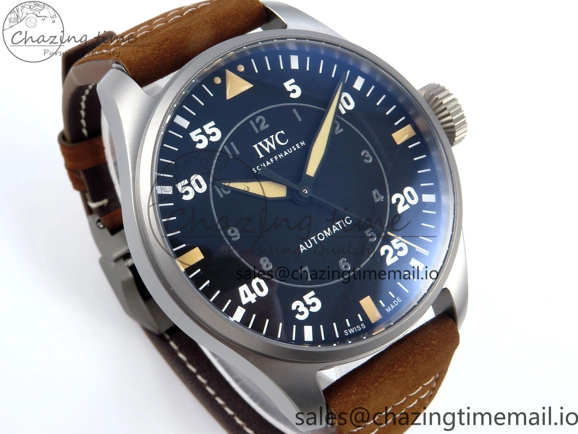 MIROTIME 0417 Big Pilot IW329701 M+F 1:1 Best Edition Black Dial on Brown Leather Strap MY RelaxedFit 7005